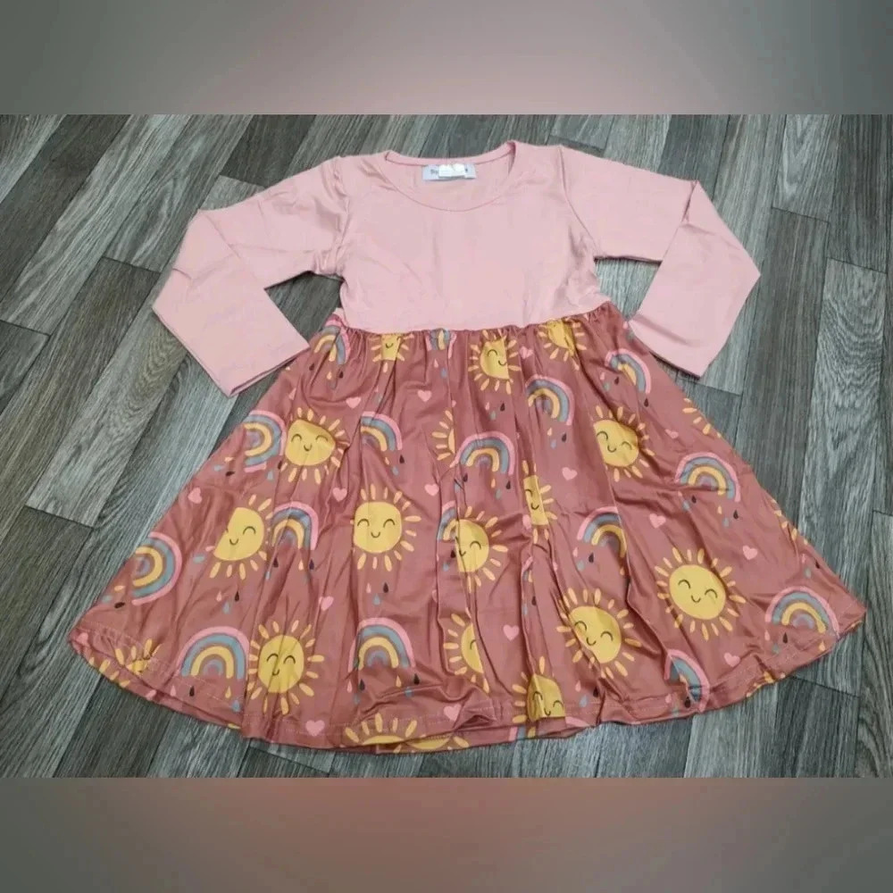 Sparkledots girls ray of sunshine long sleeve kids butter soft dress